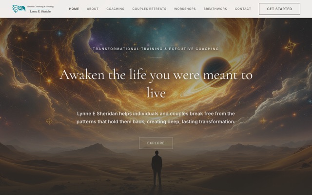 Screenshot of Lynne E Sheridan - live site built on SyncSuite
