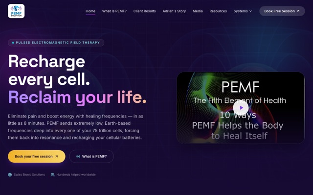Screenshot of PEMF Solution - live site built on SyncSuite