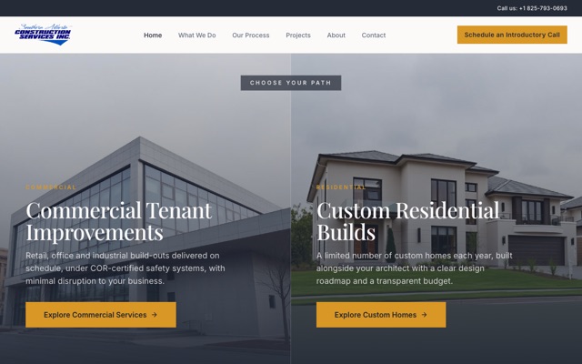 Screenshot of Southern Alberta Construction - live site built on SyncSuite